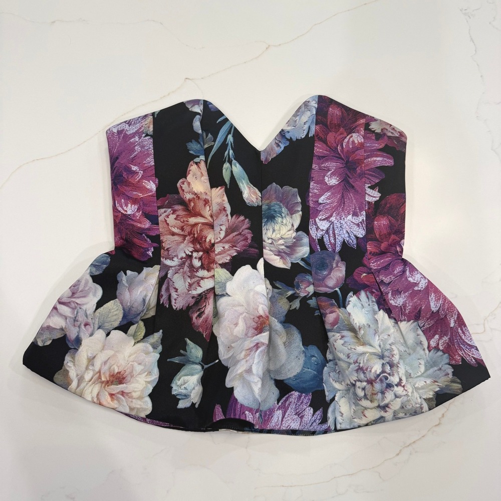 NBD Romance Floral Bustier Boned Corset Top Size S EUC Revolve Dark Romance